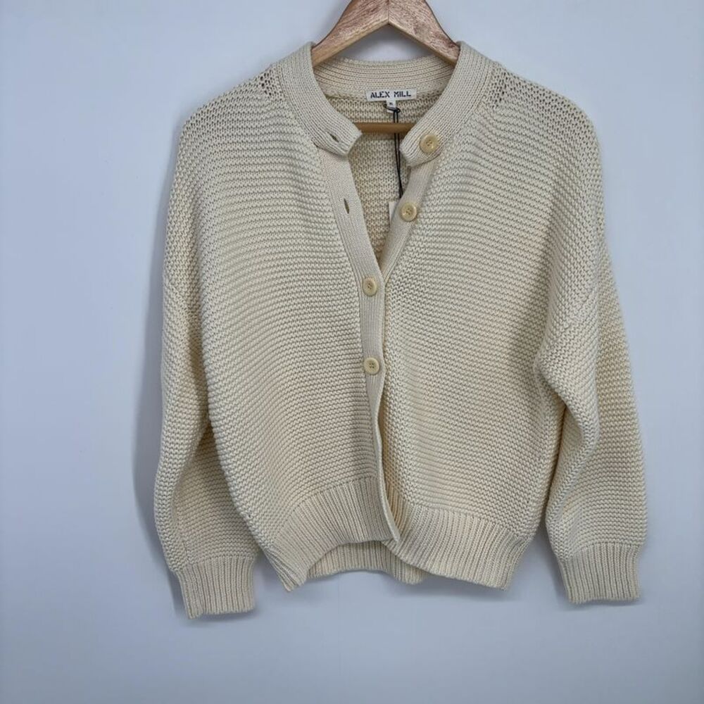 Alex Mill Nico Cotton Cardigan in Ivory